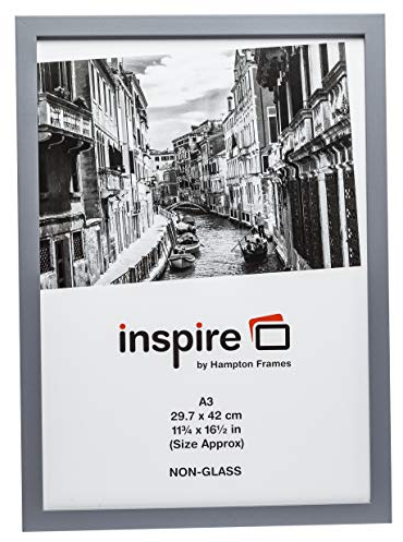 Hampton Frames, Cadre photo ZURICH A3, 30x42 cm, gris, MDF effet bois, plexiglas sans verre | Fixation murale, format portrait ou paysage | Pour affiches, décoration intérieure