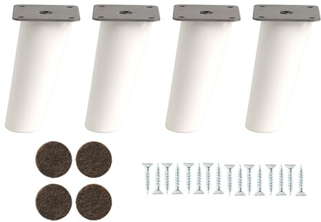 MOBILIARIOCLICHI Patas para Muebles Madera Haya. Patas cónicas con inclinación, y Placa de Montaje ya instaladas. 8 cm Alto Color Natural (12cm Blanco)