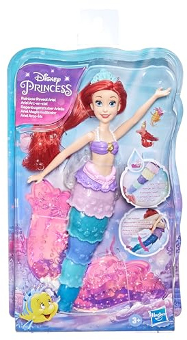 Hasbro Disney Prinzessinnen Prinzessin Regenbogenzauber Arielle, Puppe mit Farbwechsel, Wasserspielzeug zu Disneys Arielle, die Meerjungfrau, ab 3 Jahren