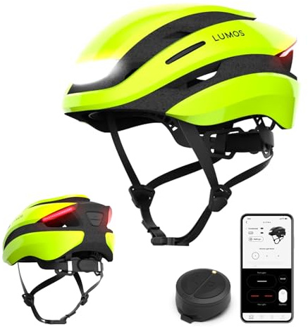 Lumos Ultra Smart-Helm | Fahrradhelm | Vorder- und Rücklicht (LED) | Blinker | Bremslichter | Bluetooth-Verbindung | Erwachsene: Herren, Damen (Electric Lime, Größe: M-L)