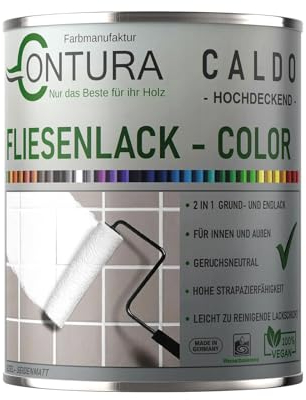 Farbmanufaktur CONTURA Nur das Beste für ihr Holz Fliesenlack 750ml. Fliesenfarbe 20 Farben Lack Fliesen Wand Boden Bad Küche Wandfliesen Bodenfliesen (RAL 5010 Enzianblau)