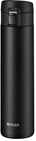 TIGER MKA-K060KK Water Bottle, 13.6 fl oz (600 ml), One-Touch, Lightweight, Stainless Steel Bottle, Vacuum Insulated, Hot and Cold Retention, Black