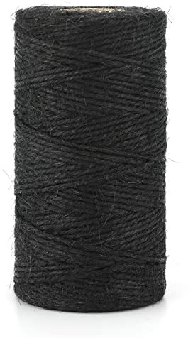G2PLUS Black Jute String Twine 2MM, 100M Natural Garden Jute Rope, 2 Ply Art and Crafts Linen String Black for DIY Craft; Gardening Use