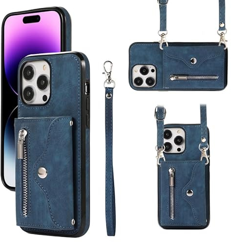 Yidai-Silu iPhone 12 Mini Handy Tasche 【RFID-Schutzfunktion, Standfunktion, Blasebalg Aussehen】 Wallet Case PU Leder Geldbörse Schultertasche Handyhülle für iPhone 12 Mini - Blau