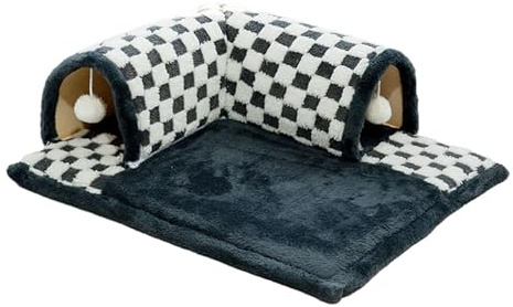 rockible Tunnel pour Chat, Lit pour Chat 2 En 1 Tunnel de Jeu, Tunel pour Chat Jouet Interactif, Fond Antidérapant Détachable Tunnel Lapins, Center D'activité Interactif pour Chats D'intérieur, noir M
