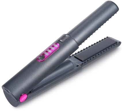 Piastra per Capelli Senza Filo, Piastra e Arricciacapelli Cordless 2 in 1, Ferro da Stiro Portatile Ricaricabile USB, Mini Piastra da Viaggio Wireless con Temperature 3 Livelli, Batteria da 4800 mA