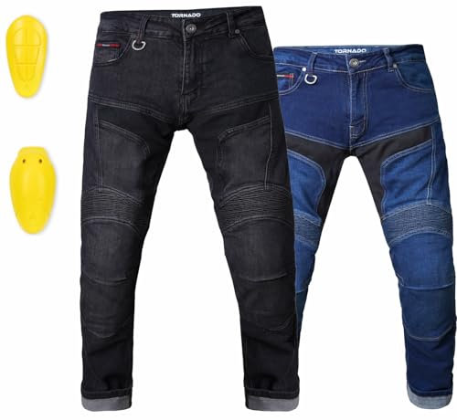Tornado Durt AA-Rated Motorcycle Jeans for Men – CE Level 2 Armour, 12oz Kevlar Lined Denim with Adjustable Pads, Flex Panels & Reflective Cuffs