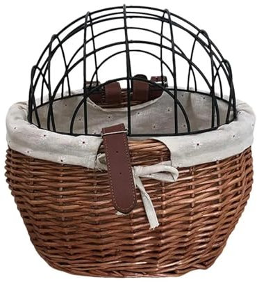 GSJNHY Fahrradkorb für Hunde Katze Hund Fahrrad Vorne Lenker Korb Handgewebte Wicker Haustiere Sitz Rennrad Korb Haustier Katze Hund Träger Radfahren Zubehör