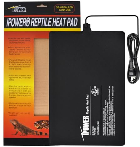 iPower Reptile Heating Pad, Under Tank Heater, Waterproof Terrarium Heat Mat 8X12 Inch, for Turtle, Lizard, Frog, Snake and Other Reptiles