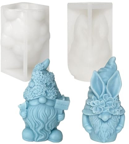 Liwein Moule en Silicone 3D Gnome, 2 Pièces Moule en Résine époxy Nain de Noël Moule de Moulage, Moules À Bougies De Noël En Silicone, Moules de Coulage de Noël pour Savon Bonbons Bougies
