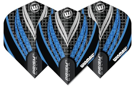 WINMAU Dart flyg - Prism Delta Extra tjock 100 Mikron - 1 Set per förpackning (3 dart Flygningar totalt) - Professionella darttillbehör - Svart, vit och blå Dartflyg