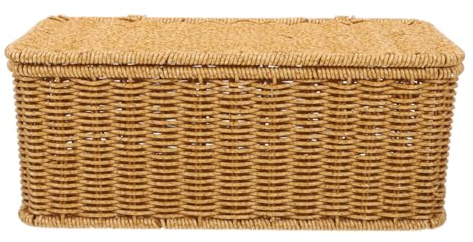 Ciieeo Boîte Organisateur De Câbles En Rotin Tressé 12.40X5.12X5.12In Boîte De Rangement Pour Cordon D'Alimentation Bureau Maison Organisation Efficace