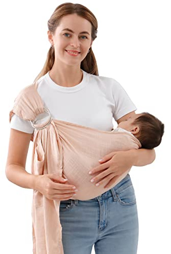 vrbabies Babytragetuch für Neugeborene bis Kleinkinder, verstellbare atmungsaktive Musselin-Doppelring-Sling-Wraps, Sling Holder Carrier Schal, ideales Baby-Geschenk für frischgebackene Eltern