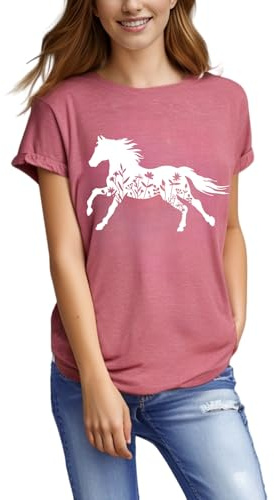 Horse Shirts for Women Horse Riding Tee Shirt Animal Lover Gift Western Country Summer Casual Graphic Tees Tops