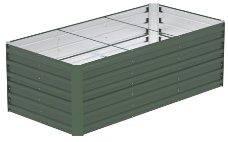 PEILU Fioriera rettangolare in metallo, 180 x 90 x 58 cm, per aiuole rialzate, in acciaio zincato 975 l, per piante da giardino, per ortaggi, fiori, frutta, erbe aromatiche (verde)