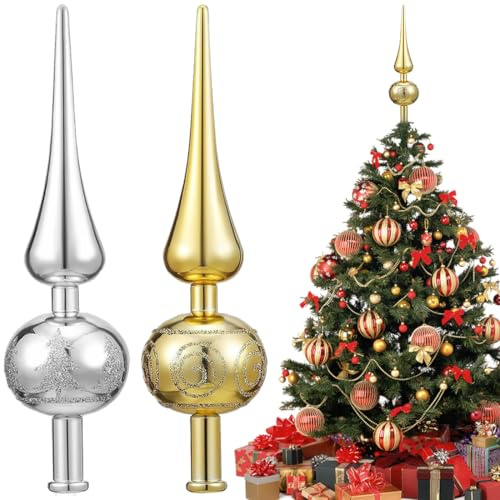 Julgransspets, Julträd toppstjärna guld, julträd toppstjärna, julträd toppen jul, silver julträd toppen, julträd plastplugg med vacker mönster (guld, silver slumpmässigt levererad)