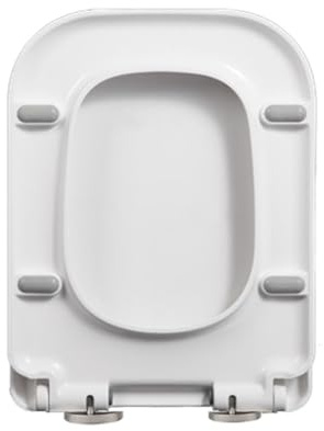Abattant WC carré 34,5 x 43 cm avec Fermeture en Douceur et charnières réglables à 360°, dégagement Rapide, Fixation Facile par Le Haut