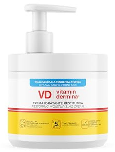 VITAMINDERMINA Crema Idratante Restitutiva 400 ml – Pelle Secca, Sensibile, a tendenza atopica – Con 5 Ceramidi, Vitamin Complex®, Acido Ialuronico – Lenitiva ed Emolliente. Neonati, bambini, adulti