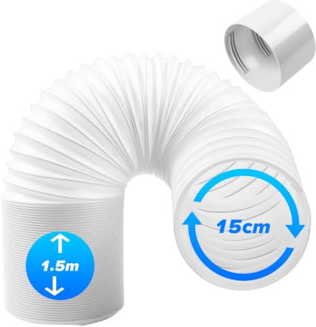 TIHOOK Tuyau d'Échappement de Climatiseur Portable 1.5m Ø150mm avec adaptateur, Tuyau Kit Climatiseur Mobile Flexible,Tuyau D'éVacuation Universel pour Climatisation, Sèche-Linge, Déshumidificateurs