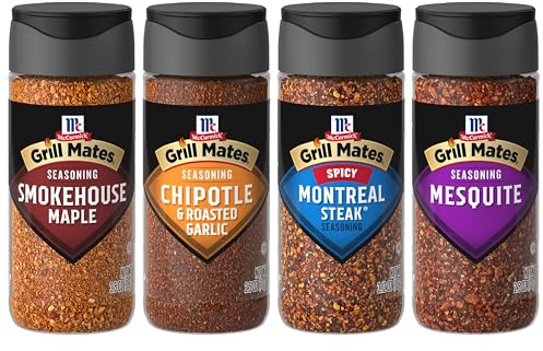Grill Mates Unique Blends Grilling Variety Pack (Chipotle & Roasted Garlic, Mesquite, Spicy Montreal Steak, Smokehouse Maple), 4 Count