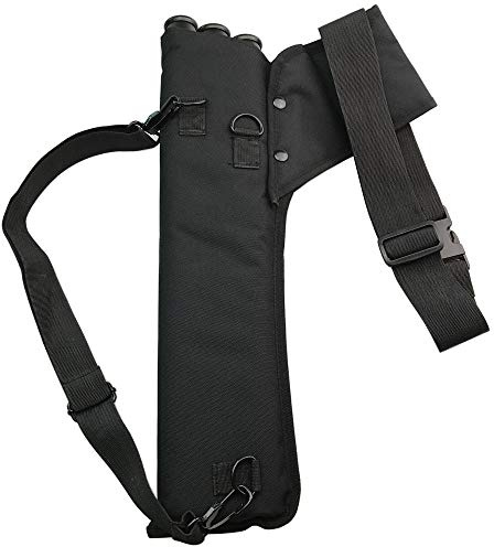 Archery 3 Tubes Arrow Quiver Oxford Hip Arrow Holder Waist Hanged Carry Bag with Adjustable Strap for Hunting Training (Black)