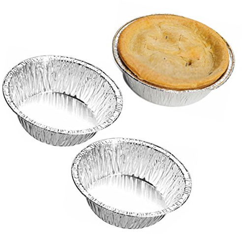 Delipak - Foil Pie Dishes 110 mm x 33 mm Round Foil Container - Pukka Pie dishes (200)