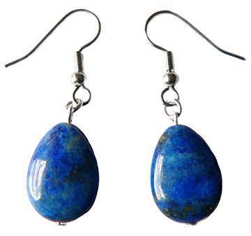 Lapislazuli Tropfen Edelstein Ohrringe Ohrhänger Material Ohrhaken aus Chirurgenstahl