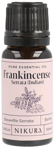 Nikura Indian Frankincense (Serrata) Essential Oil - 10ml | 100% Pure Natural Oils | Perfect for Aromatherapy, Diffusers, Humidifier, Bath | Great for Self Care, Skin | Vegan & UK Made