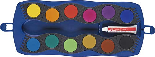 Faber-Castell 125050 - Farbkasten CONNECTOR, 12 Farben inklusive Pinsel, Blau