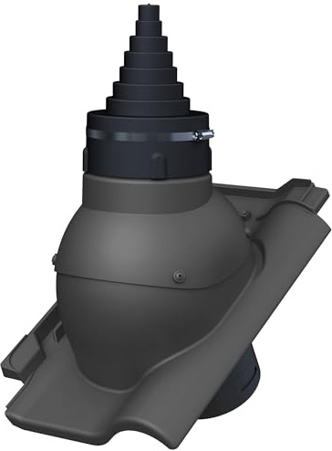 Dachdurchführung für Gerätemasten Ø19–90 mm – Braas - Rubin 13V Anthrazit | Dachziegel, für TV-Antenne, Satellit, Blitzschutz, Kommunikation, Dachdurchgang mit EPDM-Dichtung, RAL 7016