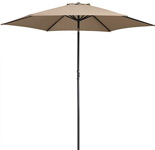 Kingsleeve® Sonnenschirm 300 cm UV Schutz 80+ Abdeckung Kurbel Knickbar Alu Rund Balkon Terrasse Garten Balkonschirm Kurbelschirm Marktschirm Taupe