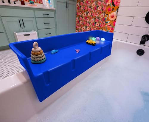 Tub Topper Bathtub Splash Guard Play Shelf Area - Toy Tray Caddy Holder Storage - sugkoppar bifogas bad tub - ingen röra vattenspinne i badrummet - kul för småbarn, barn, baby