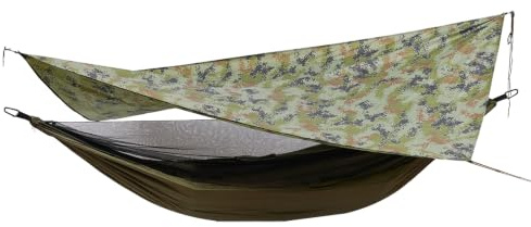 Hängematte 2 Personen, Ultra Licht Atmungsaktiv Camping Hammock mit Moskitonetz und Zeltplane Outdoor Nylon Fallschirm Plane 200 Kg für Trekking Reise Strand Garten
