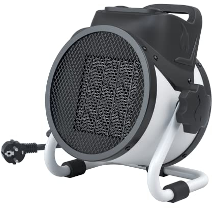 Bringer Keramik-Heizlüfter mit Thermostat - Elektroheizer mit PTC Heizelement - 3 Stufen, schnelle Wärme, effizient - für Baustelle, Werkstatt, Wohnwagen, Camping, Garage - 2000 Watt