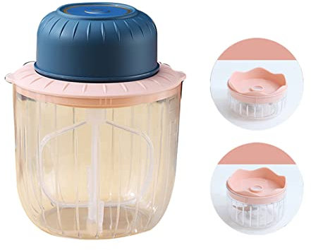 Batteur à œufs électrique sans fil - Batteur à œufs - Batteur à bulles - Mixeur 2 en 1 - Presse-ail (rose)
