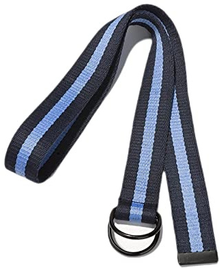 XYFCJK 110-140Cm Gürtel Mit Doppelter Ringschnalle - Gestreifter Kontrast Plus Größe Canvas-Gurtband, Herren-Damen-Jeans-Saisonbund Für Den Schulanfang, Modischer Straßen-Stoffgürtel, Marineblau,
