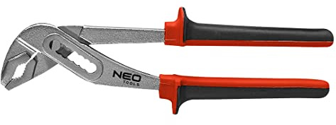 NEO TOOLS Rohrzange 250 mm, Bereich 10-45 mm, gehärteter Kohlenstoffstahl, Gelenk in 7 Positionen verstellbar, Ergonomische, rutschfeste Griffe, Komfort und Sicherheit bei der Arbeit