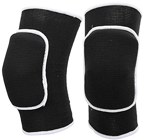 Alomejor 1 Pair Knee Pads, Thicken Sponge Protective Brace Knee Guards for Dance Yoga Multi Sports (Black White)