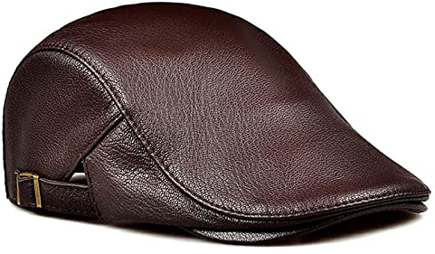 KINROCO Schiebermützen für Herren PU-Leder Ballonmütze Cabbie Ivy Gatsby Baskenmütze Einstellbar Größe(Size:60-62cm/23.6-24.4in,Color:Braun)