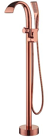 Freistehende Wasserfall Badewanne Armatur Standarmatur Wannenarmatur Einloch Mit Um 360° Drehbarem Auslauf,Roségold