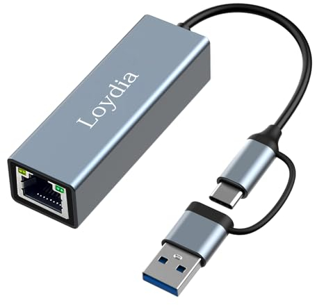 Adattatore USB C a Ethernet, Adattatore Internet Ethernet, Adattatore di Rete da USB 3.0 Type C a Gigabit ethernet RJ45, Plug & Play, Adattatore di rete USB ethernet per Huawei/Laptop/MacBook