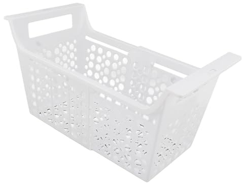 Fockety 1 PCS Einstellbare Gefrierkörbe für Gefriertruhe, erweiterbare Gefrierschrank Organizer Bins, L Zwei Schichten ohne Gitter, Gefrierschrank Lagerung Bins mit Griff, Gefrierschrank Organisation