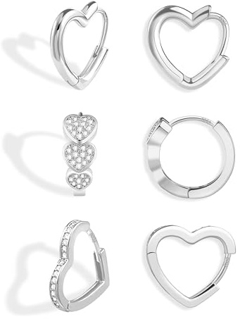 Ash's Choice Orecchini a Cerchio Piccoli Da Donna Argento Sterling S925/Placcati In Oro 14K a Forma Di Cuore Tondi Quadrati Con Pietra Hao Intarsiati Orecchini Stile Twist Ipoallergenici