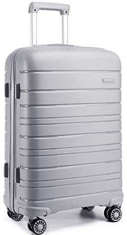 KONO Hartschalenkoffer, 50,8 cm, leicht, 55 x 40 x 20 cm, 40 l, Reisegepäck mit TSA-Schloss und 4 Spinnrädern, Grau, grau, Koffer