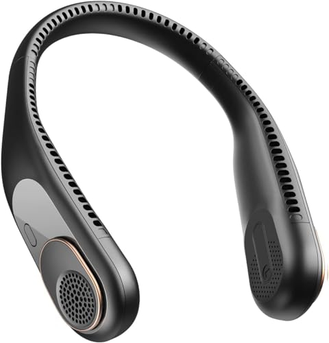 SWEETFULL Nackfläkt, halsfläkt, bärbar, 4 000 mAh batteri (upp till 9 timmar), mini USB, liten tyst, uppladdningsbar bordsfläkt, handfläkt halsfläkt 3 steg