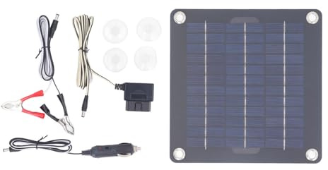 Solarpanel-Kit, Monokristalliner Batterieerhalt mit 12 V und 18 V Ausgang, mit 10 W Solarpanel, OBD-Stecker, Batterieklemme, Solarbatterieladegerät für Wohnmobil, Auto, Boot