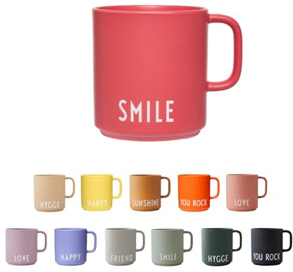 Design Letters Kaffeetassen Rosa SMILE | Weihnachtsdeko, Weihnachten, Weihnachtsgeschenke Kleinigkeiten | Kaffeebecher Porzellan | Weihnachtsgeschenke für Frauen, Männer | Tasse mit Spruch 250 Ml
