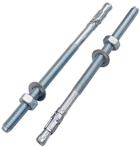 SKIR'CO (15 Stück) Verzinkte Keilanker M8 x 140 mm, Metalldübel, Ankerbolzen, Mauerwerkdübel, Betonanker