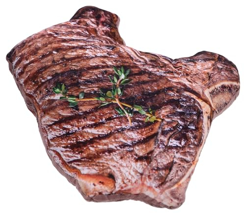 Luxshiny Simulation Steak Kissen Lustiges Plüschkissen Für Sofa-Dekoration Weiches Food Hugging Pillow Für Wohnzimmer Schlafzimmer Und Büro Hautfreundlich Langlebig