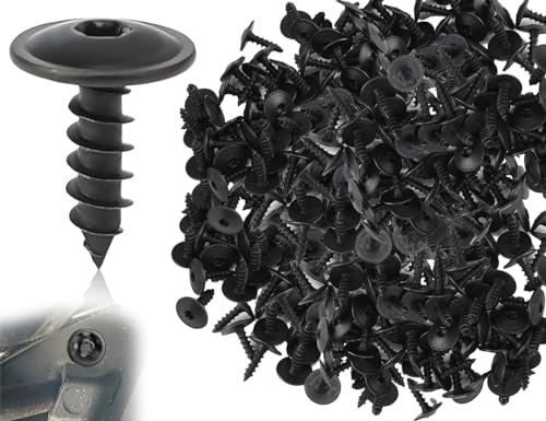 Lhbwhiz 50 Piezas Tornillos para Chapa M5,Tornillos Torx de Cabeza Plana autorroscantes,Tornillos para carrocería de Cabeza Redonda de Acero Inoxidable,para Guardabarros de Coche(Negro,14,3 x 18,3 mm)